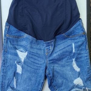 Blue Distressed Maternity Jeans